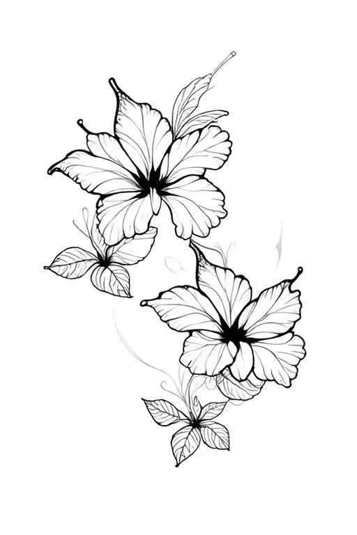 Butterflies And Hibiscus Flowers