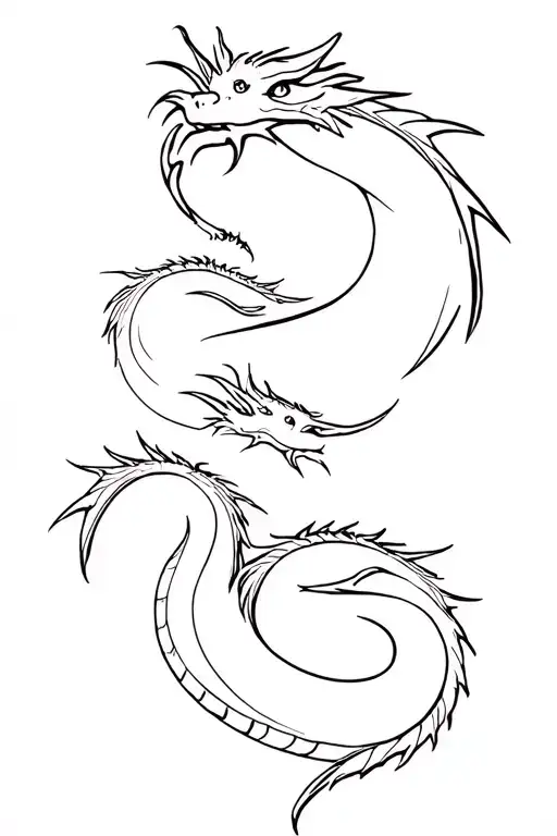 Contour Of Three Little Dragon