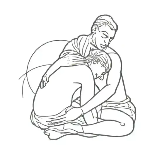 A Man Hugging A Woman