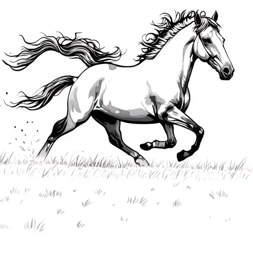 4Running Wild Horse Galloping Through A Field