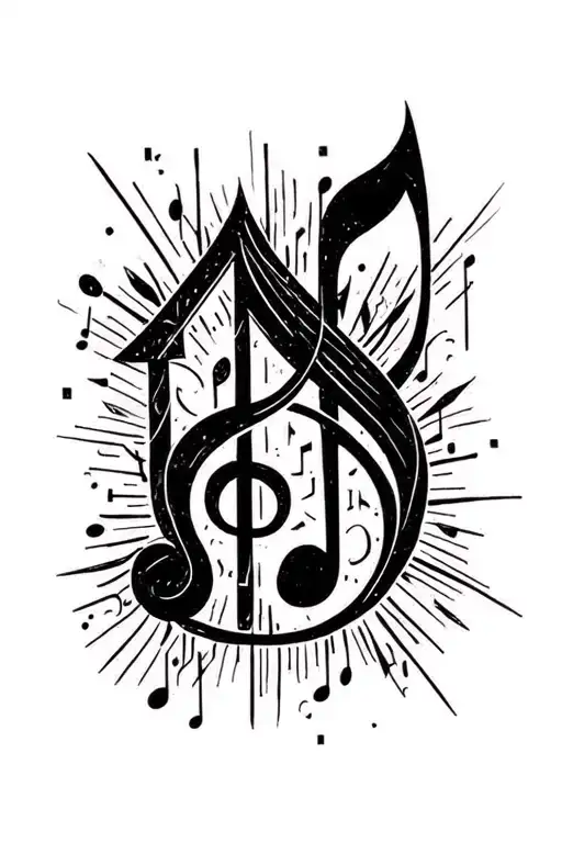 House Music Note Intertwined