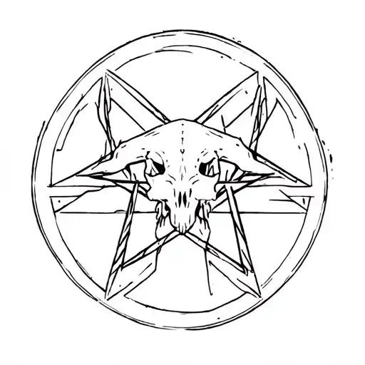 Pentagram Tattoo With Animal Skull Inside Five Pointed Star