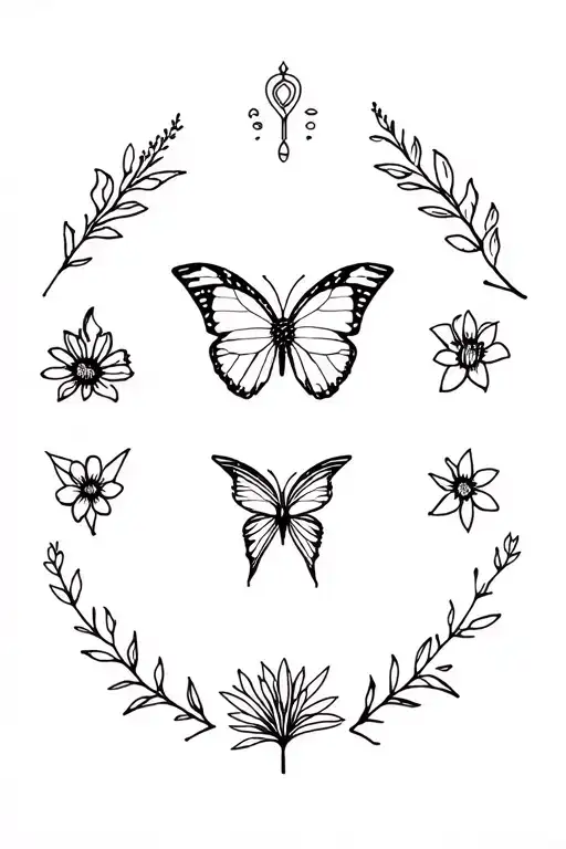 Butterfly & Fire & Wild Flower & Aries Zodiac Sign