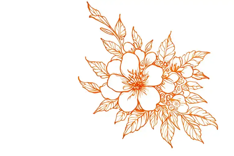 Orange Blossom And Jasmine Flower Henna Hint Of Orange Color More Intricate