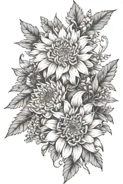 Chanthemum And Larkspur Flowers Intertwined