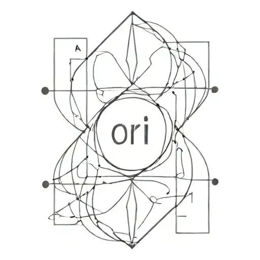 A Geometric Design Incorporating The Names Ori And Ariel In A Minimalist Style