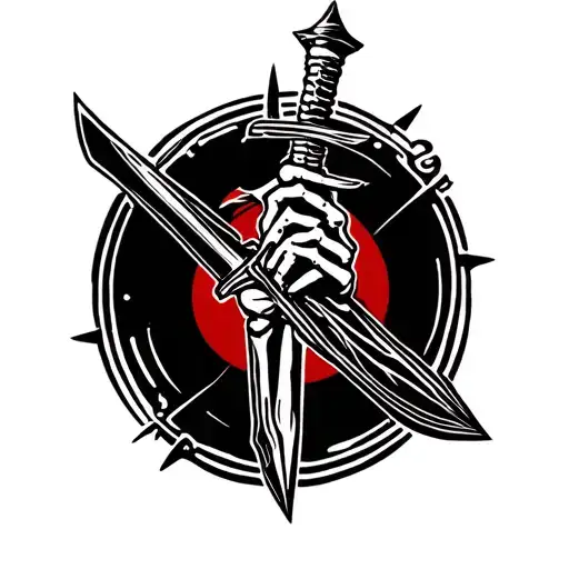 Dagger With Skeleton Hand Holding It