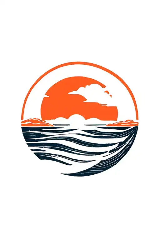 Waves Spiral Beach Sunset Scene