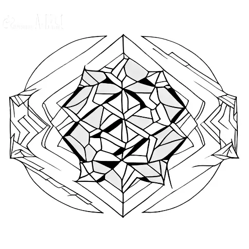 A Minimalist Tattoo Showcasing A Redwood Tree And Geometric Shapes