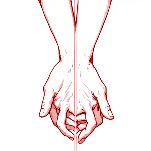 Creation Of Adam Hands With Red Line Of Fate