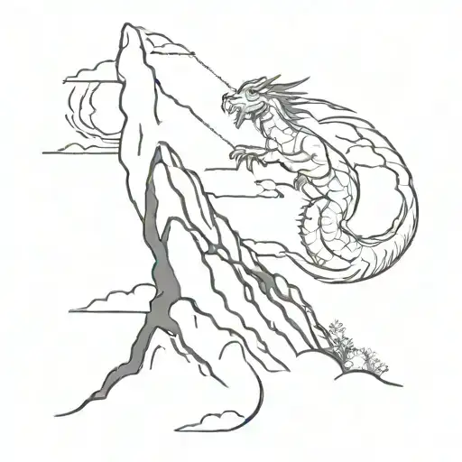 Man Climbing Dragon Shaped Mountain