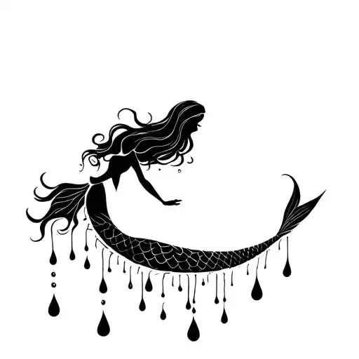 Mermaid Surrounded Tears Flowing