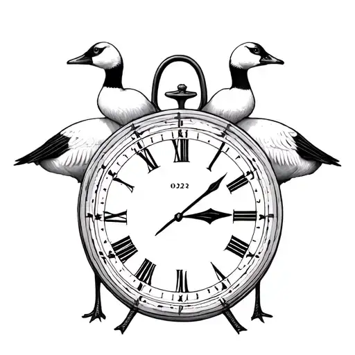 Three Geese And Clock Pointed To 0222