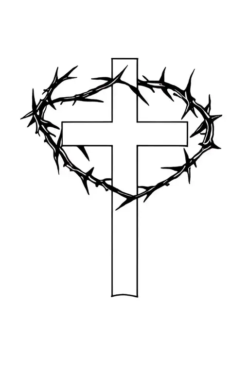 Cross With Crown Of Thorns Intertwined