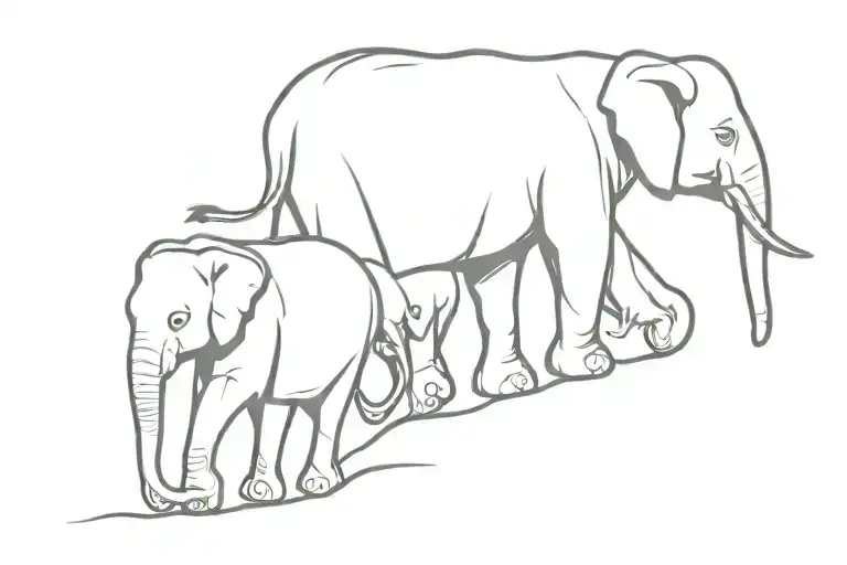 Four Elephants Walking