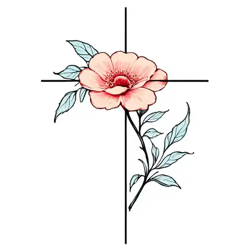 Cross With Flower Blooming