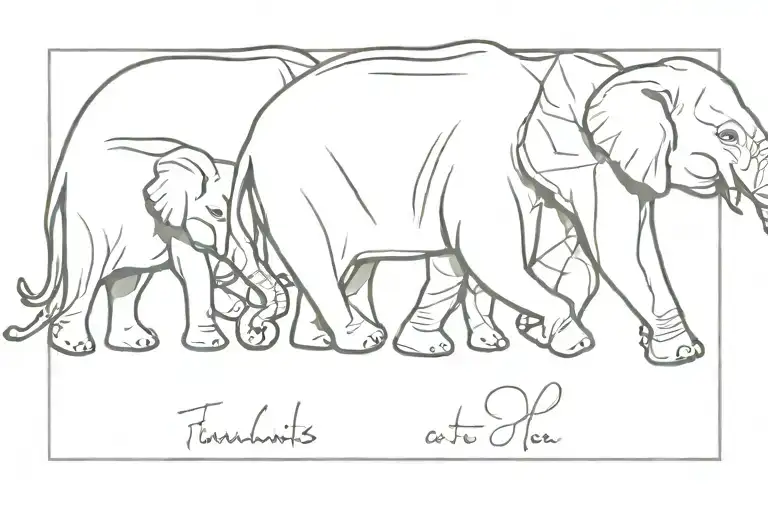 Four Elephants Walking In A Line