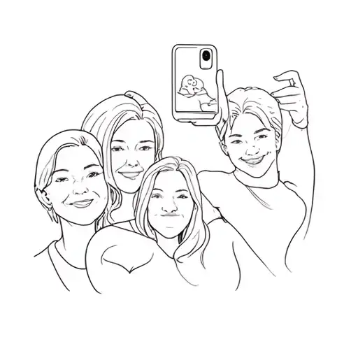 Three People Taking A Selfie
