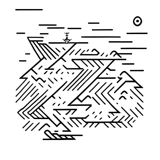 Chinese Ink Style Landscape Geometric