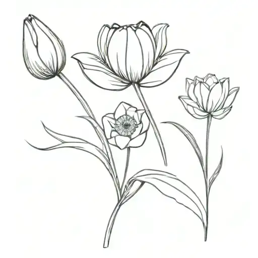 1 Tulip And 1 Daisy Coming Out Of A Stem