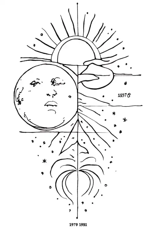 Add A Moon And A Sun With Connection Lines With Dates 1979 And 1981