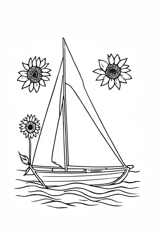 Sailboat And Sunflowers