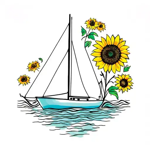 Sailboat And Sunflowers