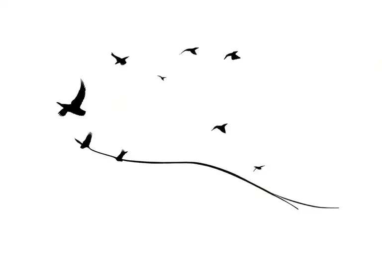 Small Birds Flying Away