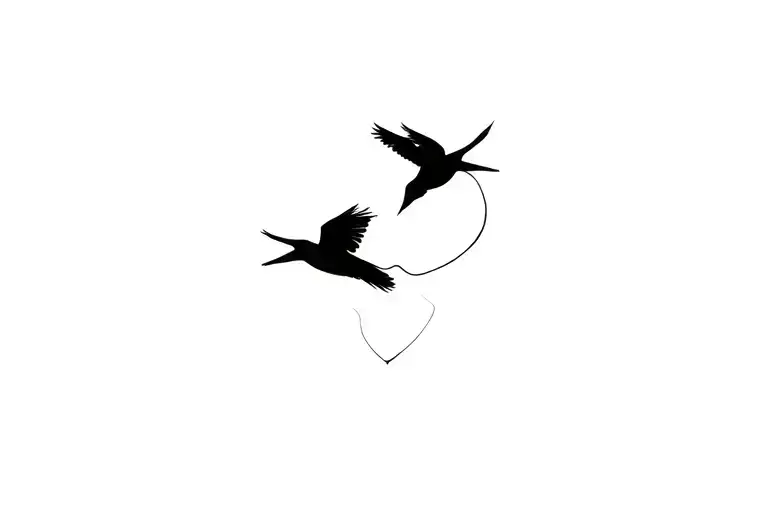 Two Small Birds Flying Away