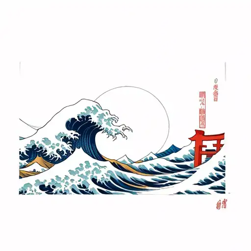 Torii Gate Great Wave Off Kanagawa And Behelit