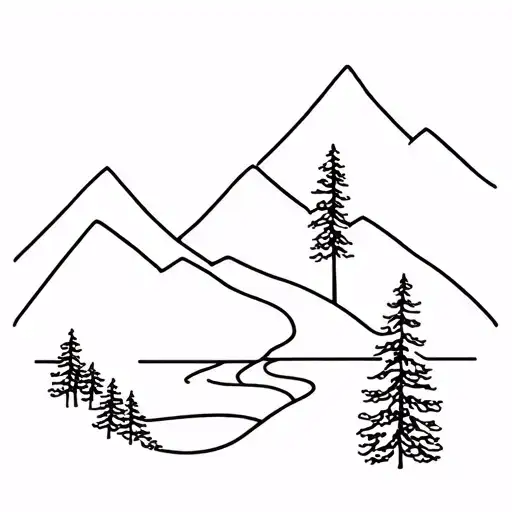 Bike Route With Trees And Mountains