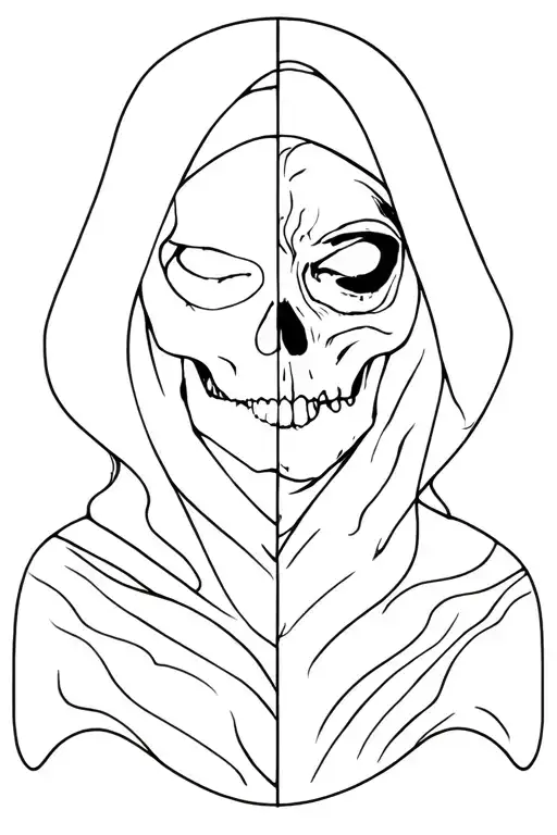 Half Woman Face Half Skull Grim Reaper Full Body