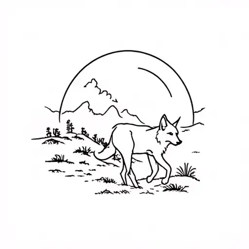 Coyote And Desert Landscape