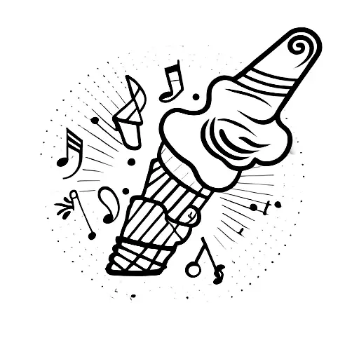 An Ice Cream Cone With A Guitar As The Cone And Musical Notes As The Ice Cream