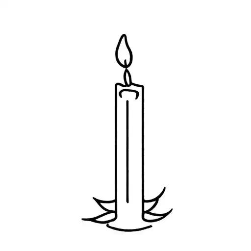 Simple Outline Style Candle With Flame