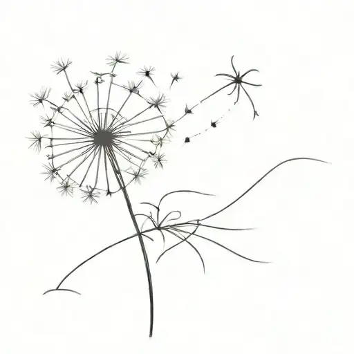 A Girl Blows A Dandelion Tattoo In A Few Simple Lines