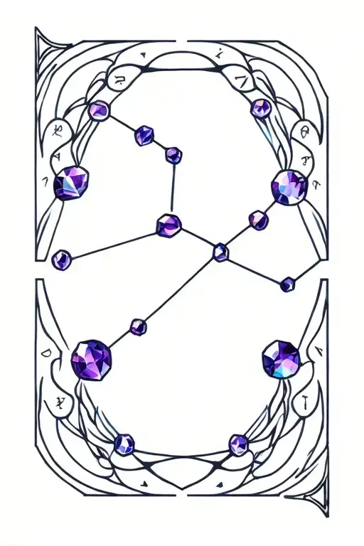 A Zodiac Constellation Made Of Gemstones And Crystals Intertwined With Tribal Patterns