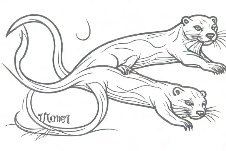 Mom Written With Otter Swimming