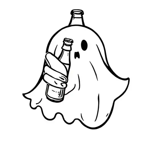 Tiny Ghost Holding Beer Bottle