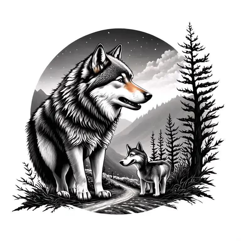 Road In Life Growing Wolf Howling Child Growing Together