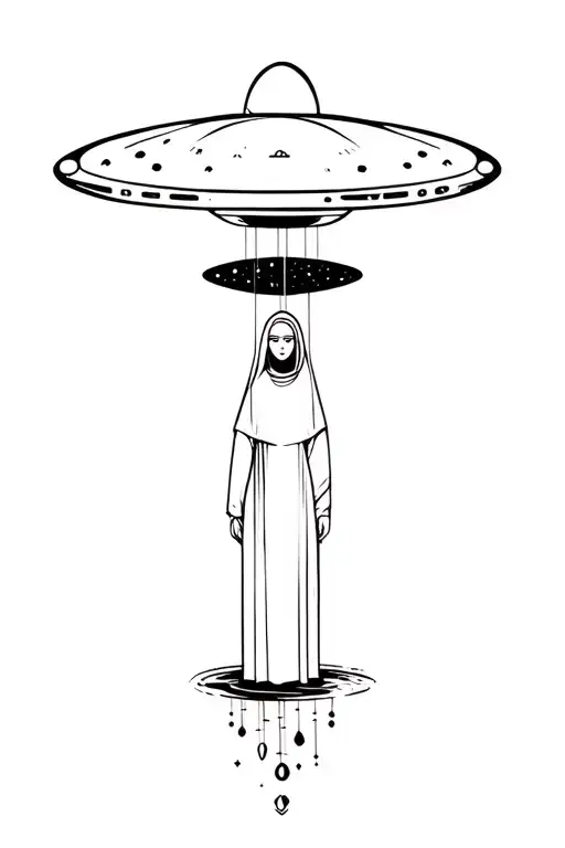 Handmaid Levitating Into A Ufo