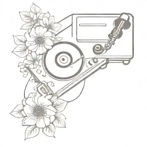 Vinyl Player With Flowers