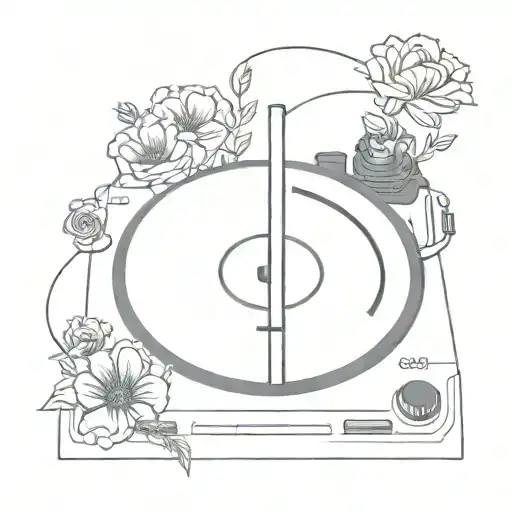 Vinyl Player With Flowers