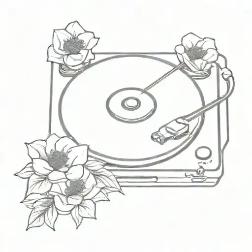 Simple Vinyl Player With Flowers