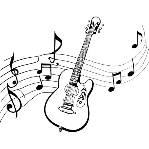 Guitar With Musical Notes Floating