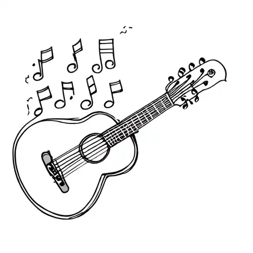 Guitar With Musical Notes
