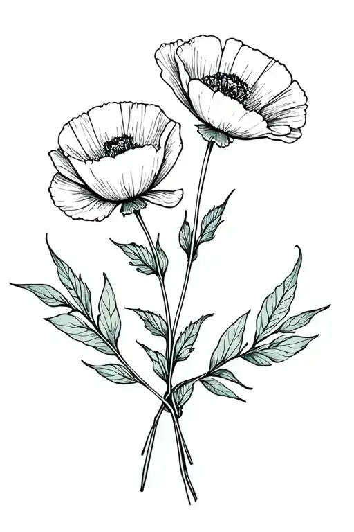 Poppy And Carnation Bouqet Tied