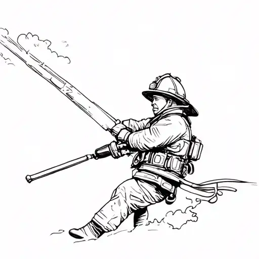 A Sketch Of A Firefighter In Action