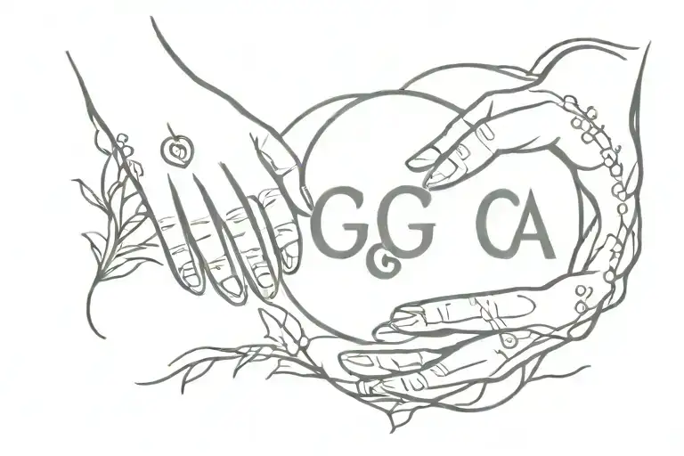 Ga Initials Tramp Stamp For Women Holding Hands