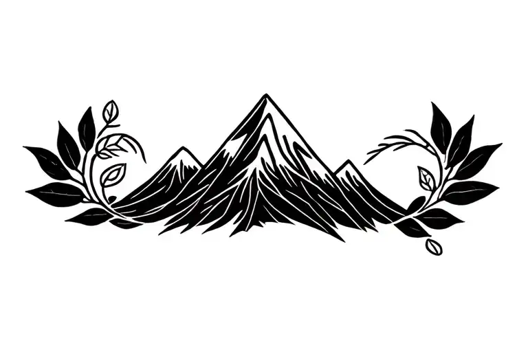 Pachamama Spiral With Mountain Outline Intertwined Coca Leaves